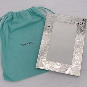 Tiffany & Co. Birth Record Frame Sterling Silver 925 Gift Pouch & Bag Baby Child
